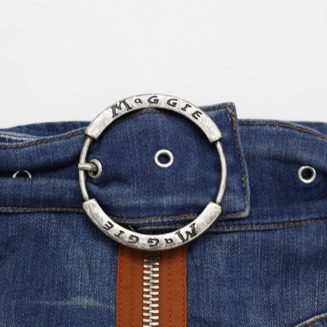 Y2K Ladies maggie® jeans flair Low-Rise Belted Denim Mini Skirt