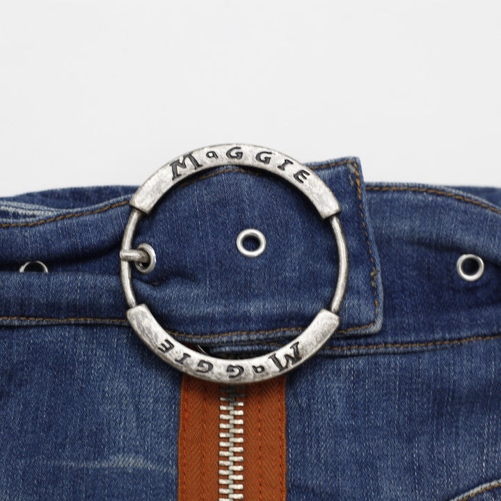 Y2K Ladies maggie® jeans flair Low-Rise Belted Denim Mini Skirt