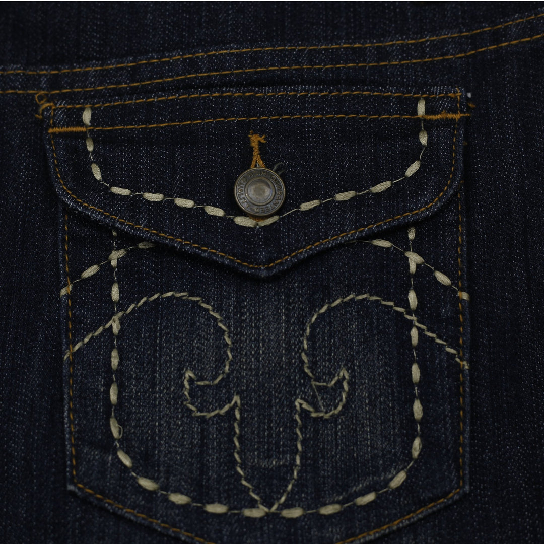 Y2K Ladies Cookie Jeans Low Rise Studded Denim Micro Mini Skirt Size L