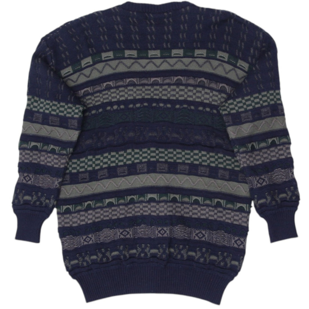 Vintage Rapp Cardigan Navy Green Geometric Knitwear Medium Made In Australia | Migration_Knitwear & Sweaters | Fashion Rerun