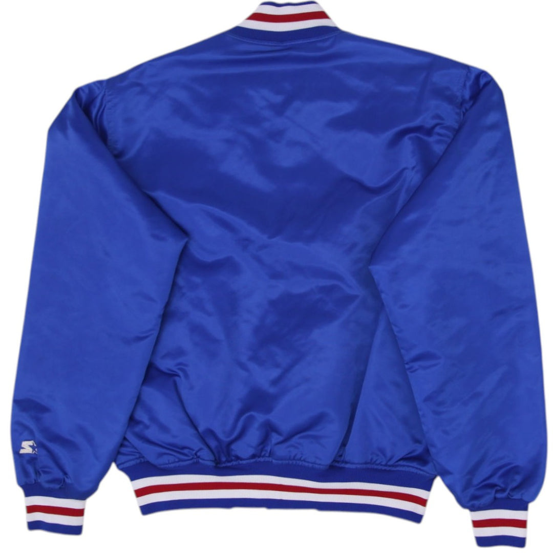 Vintage Chicago Cubs 80s MLB Starter Satin Bomber Snap Button Jacket L | Migration_Jackets - Side View | Fashion Rerun