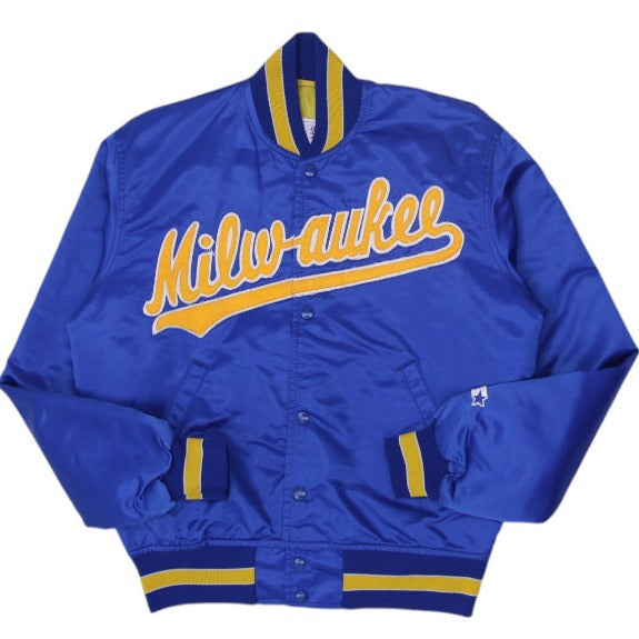 Vintage 90s Milwaukee Brewers MLB Satin Bomber Jacket Diamond Collection Made Size M | Migration_Jackets | Fashion Rerun