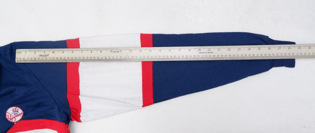 Vintage New York Yankees Nutmeg Mills Block Cut 1/4 Button Rugby T-Shirt