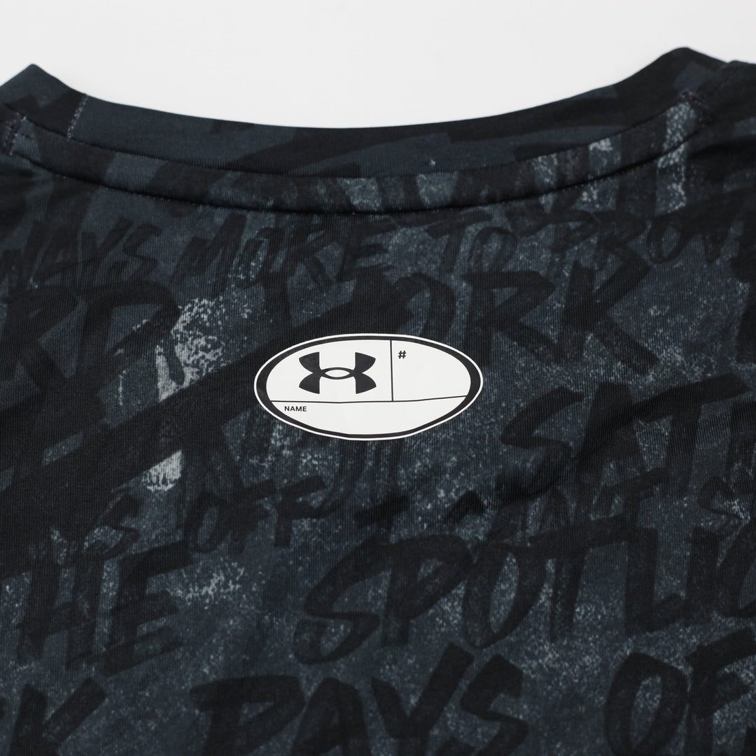 Mens Under Armour T-Shirt Black Compression Sports Graphic Tee Size M