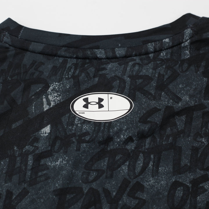 Mens Under Armour T-Shirt Black Compression Sports Graphic Tee Size M