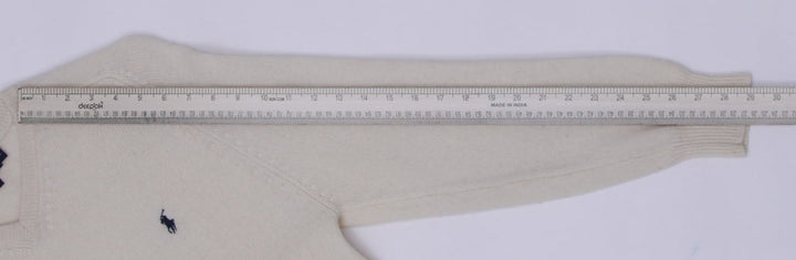 Vintage Polo By Ralph Lauren Cream 100% Lambswool V-Neck Knitwear Sweater Size S | Migration_Jumper & Knitwea | Fashion Rerun
