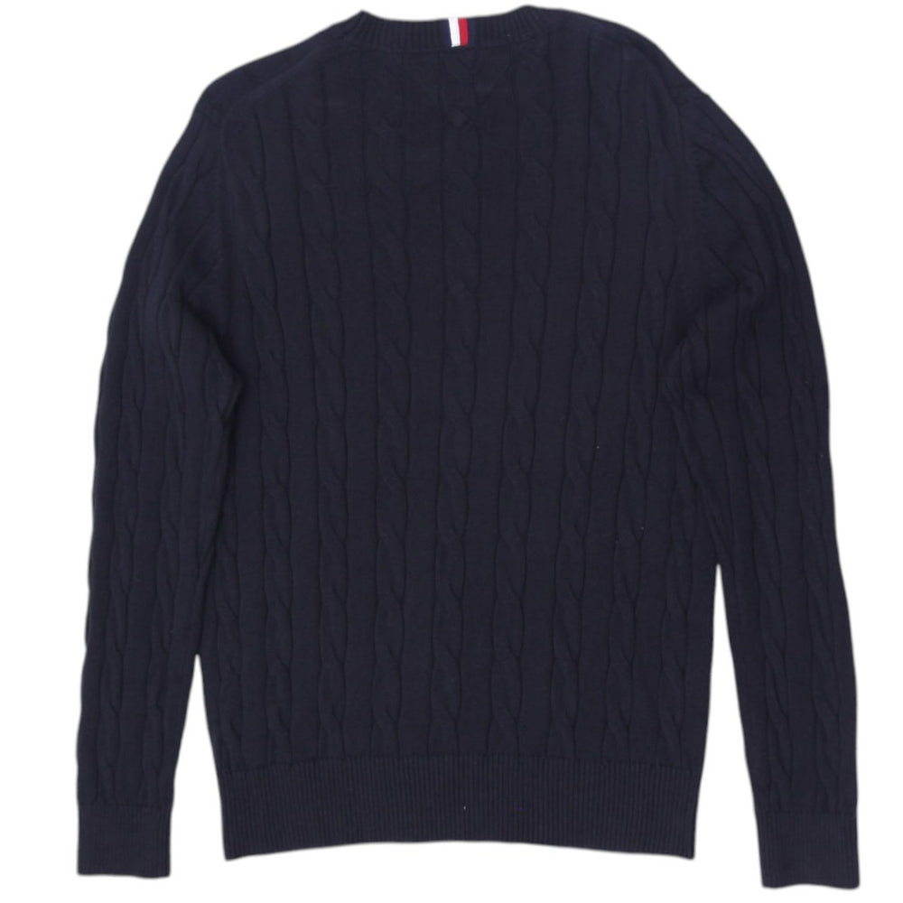 Mens Tommy Hilfiger Black Cable Knit Sweater Large | Migration_Jumper & Knitwear - Side View | Fashion Rerun