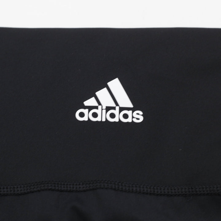 Ladies Adidas Leggings Black Slim Fit Striped Waistband Size M