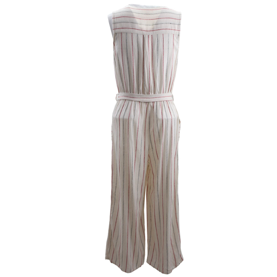 Ladies Monteau Sleeveless Striped Crop Jumpsuit
