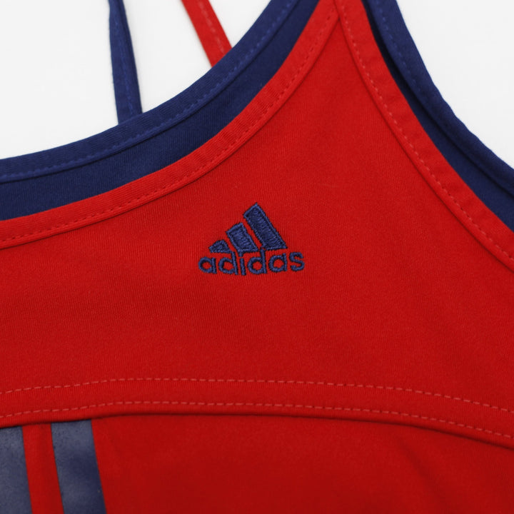 Ladies Adidas Tank Top Red Blue Strappy Athletic Size M