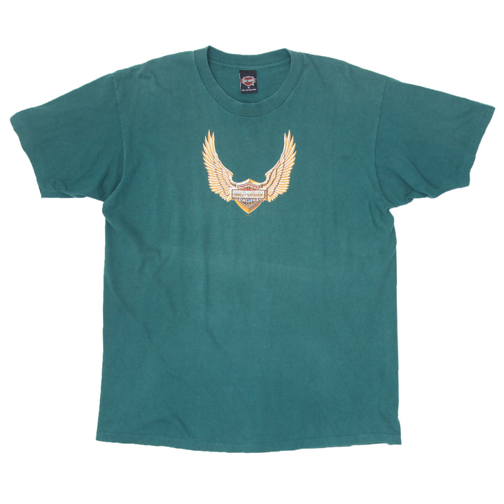 90's Vintage Harley Davidson Brothers T-Shirt S.Stitch Made in USA Green XL