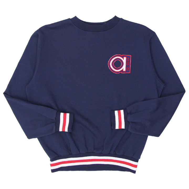 Vintage Adidas Trefoil Sweatshirt – Navy Blue with Red & White Embroidery - Fashion Rerun Vintage Migration_Sweaters