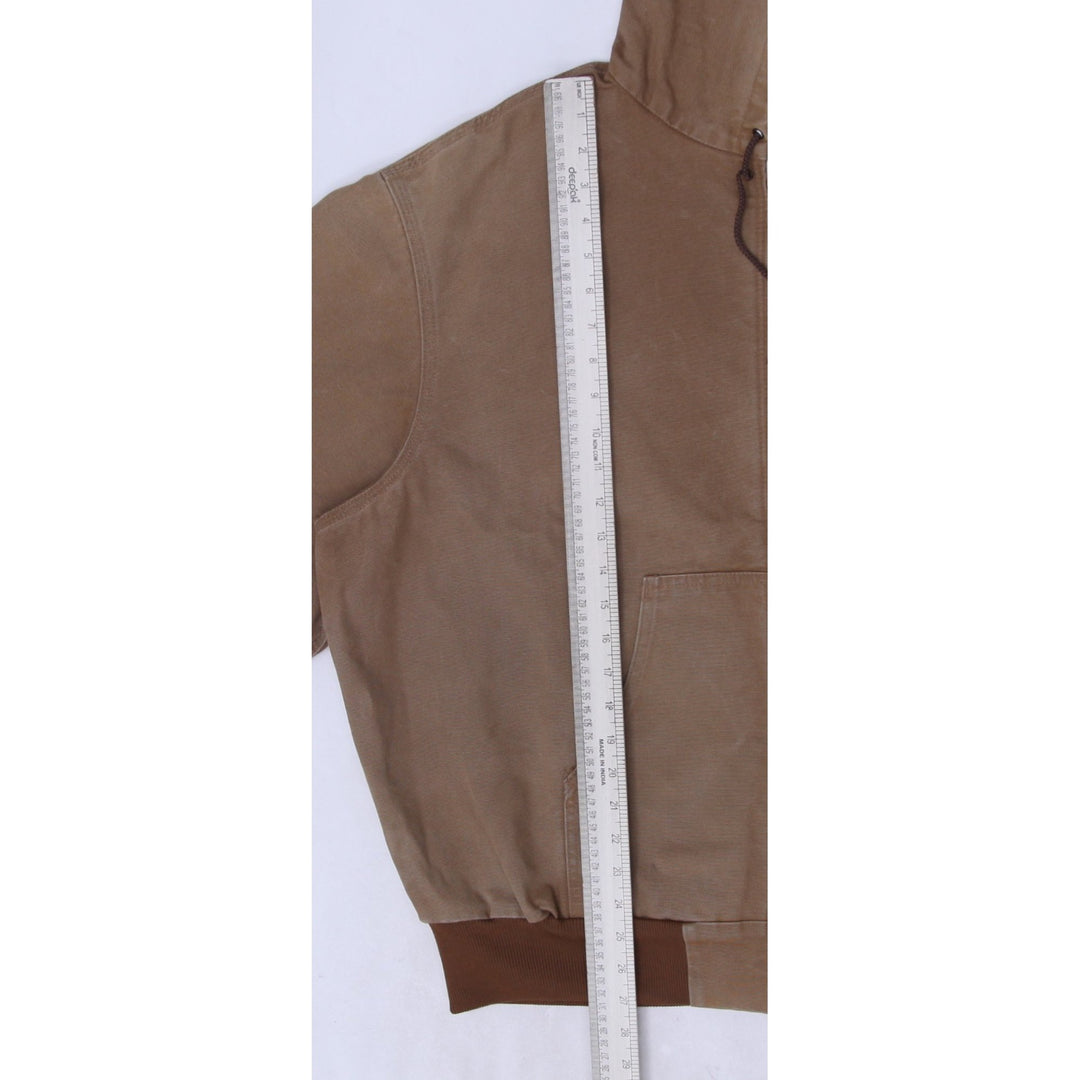 Vintage Mens Carhartt Hoodie Brown Full Zip Workwear Jacket Size XXL