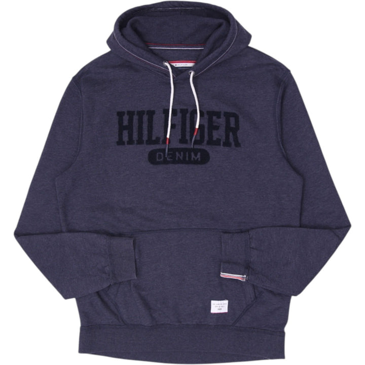Mens Tommy Hilfiger Denim Graphic Logo Fleece Hoodie Navy Blue Size L