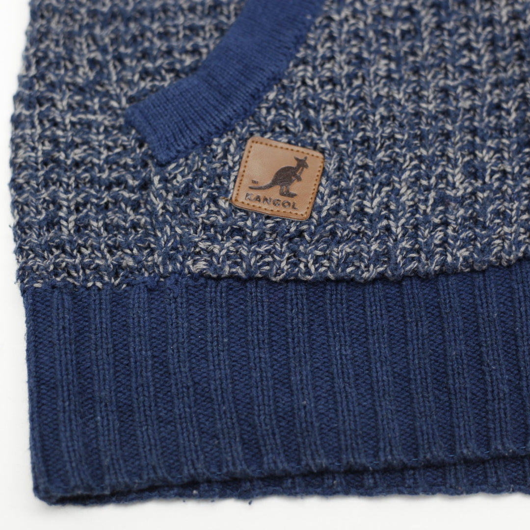 Mens Kangol Hoodie Blue Full Zip Knit Kangaroo Logo Comfy Size M