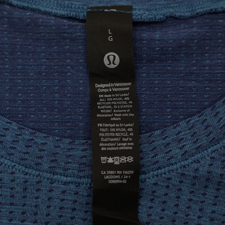 Mens Lululemon T-Shirt Blue Athletic Lightweight Crew Neck