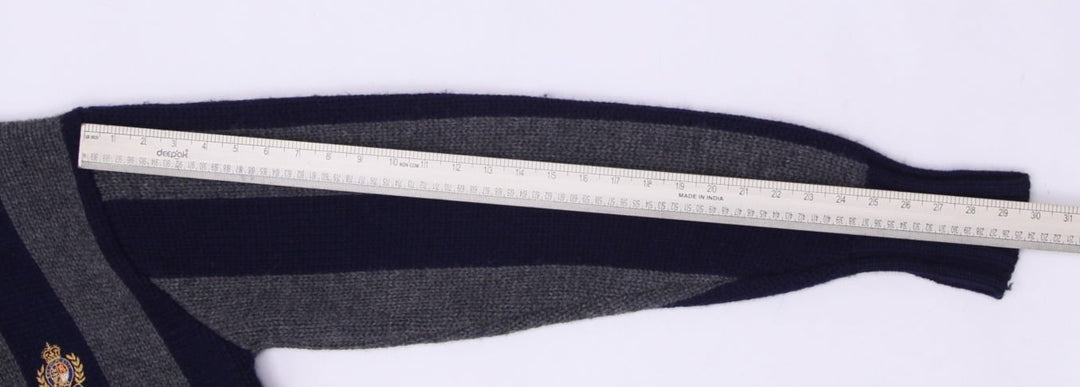 Vintage Polo Ralph Lauren 100% Wool Striped Shawl Collar Cardigan Large