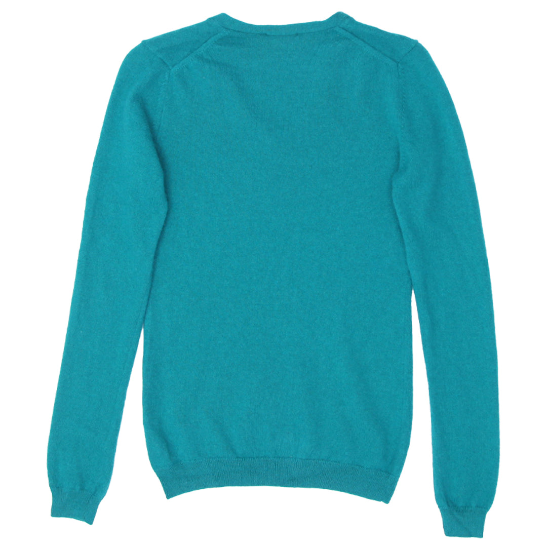 Ladies Uniqlo V-Neck 100% Cashmere Sweater Green - Fashion Rerun Vintage Migration_Sweaters