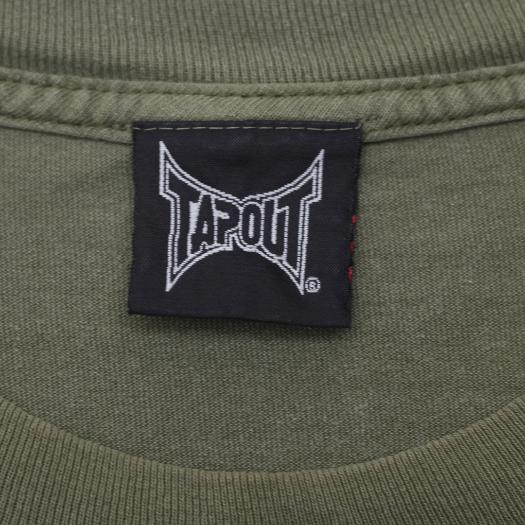 Y2K Mens Tapout Military Olive Green Patriotic Graphic T-Shirt Large
