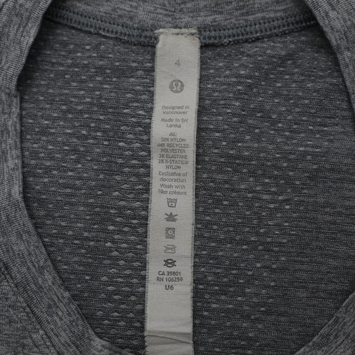 Ladies Lululemon Swiftly Tech Heathered Slate Gray Seamless Mesh Gym Running Top