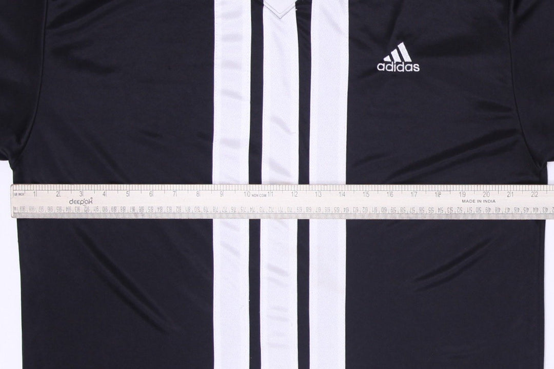 Vintage Mens Adidas Jersey Black Long Sleeve Striped V-Neck