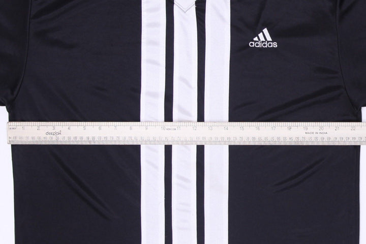 Vintage Mens Adidas Jersey Black Long Sleeve Striped V-Neck