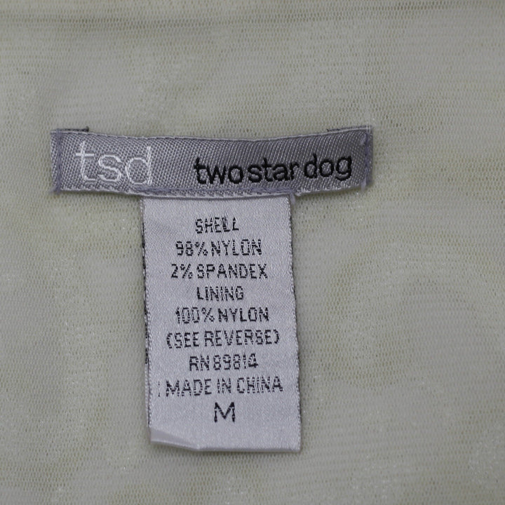 Y2K Ladies Two Star Dog Lace Top Medium Cream Sequin Scalloped V-Neck Cami