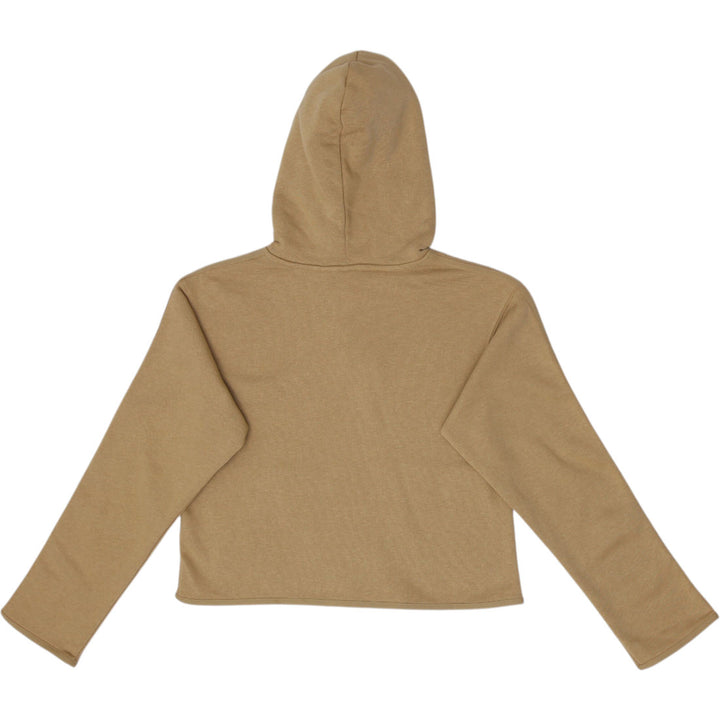 Ladies Adidas Originals Cropped Fleece Hoodie Khaki Tan Size S (UK 10)