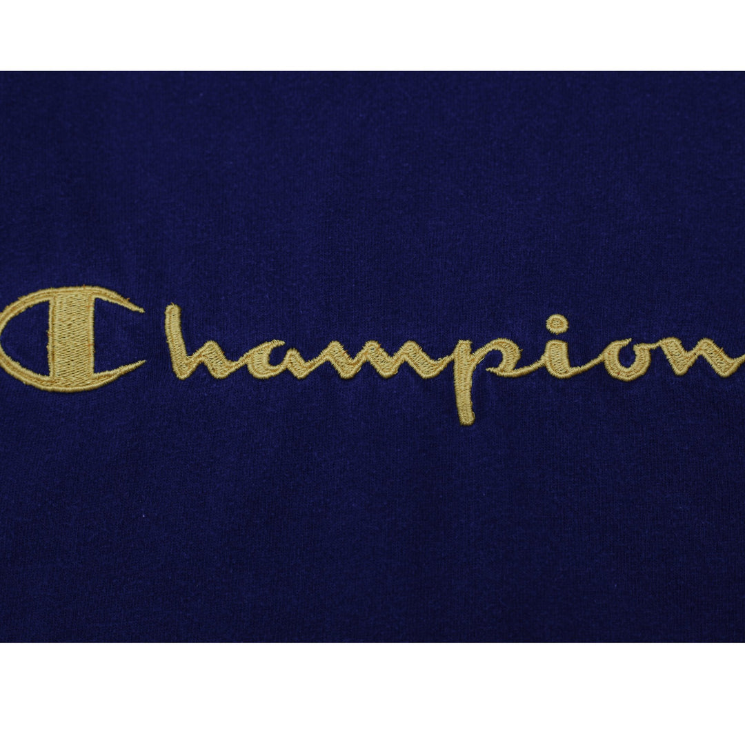 Vintage Champion Embroidered Logo Cotton T-Shirt Size L