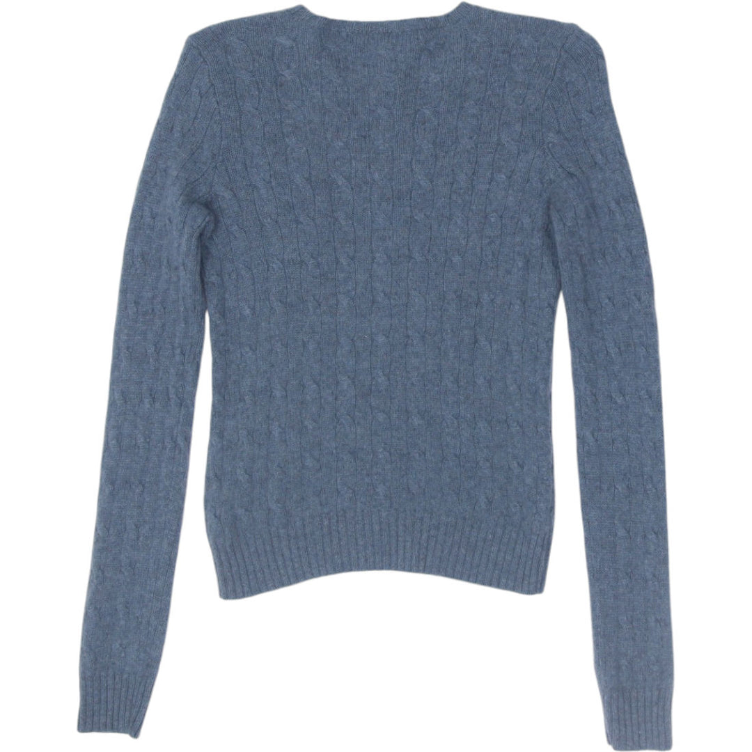 Vintage Ladies Ralph Lauren Slim Fit Cable Knit 100% Cashmere Sweater