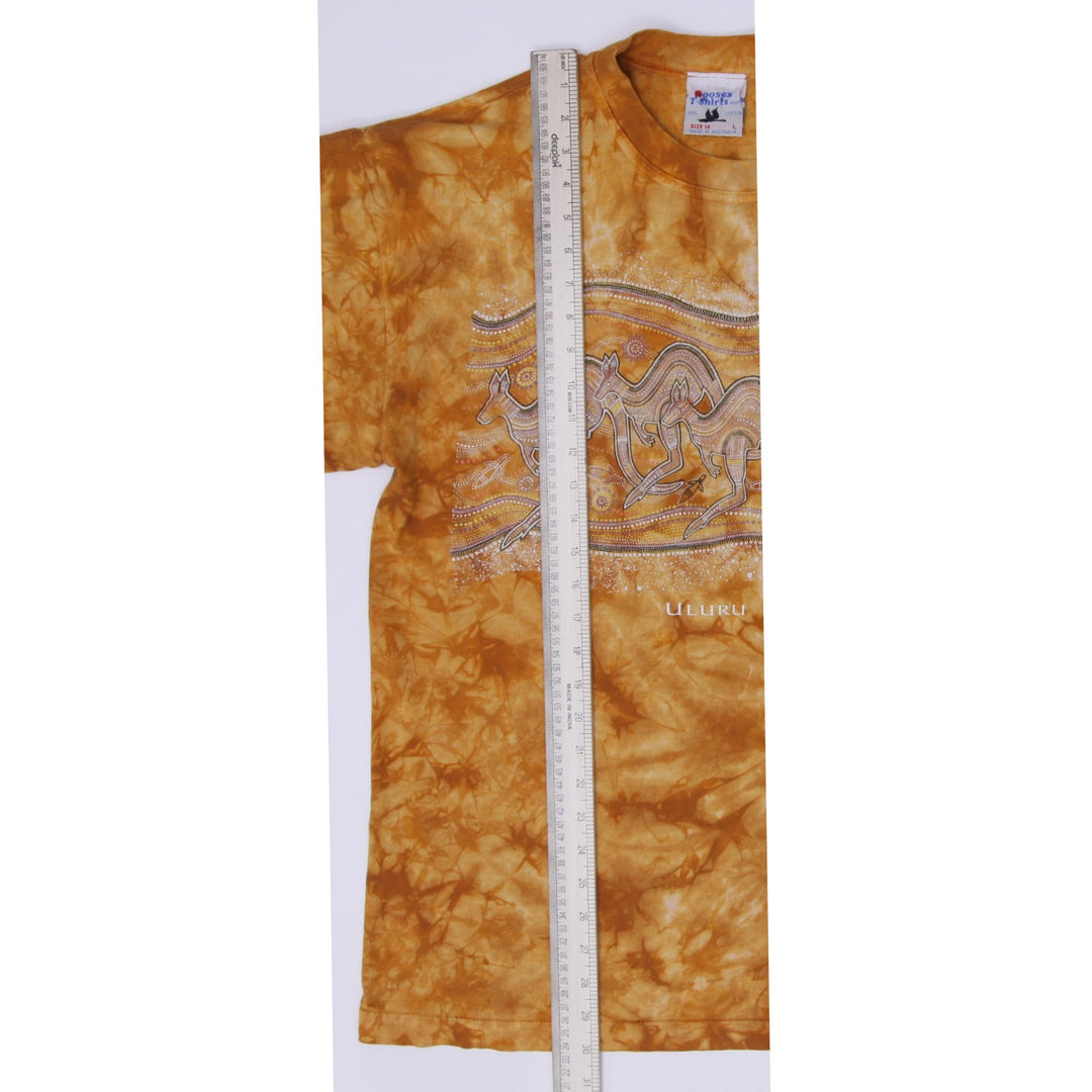 Vintage Gooses Australia T-Shirt Mens Ochre Tie Dye Camel Made in Australia L