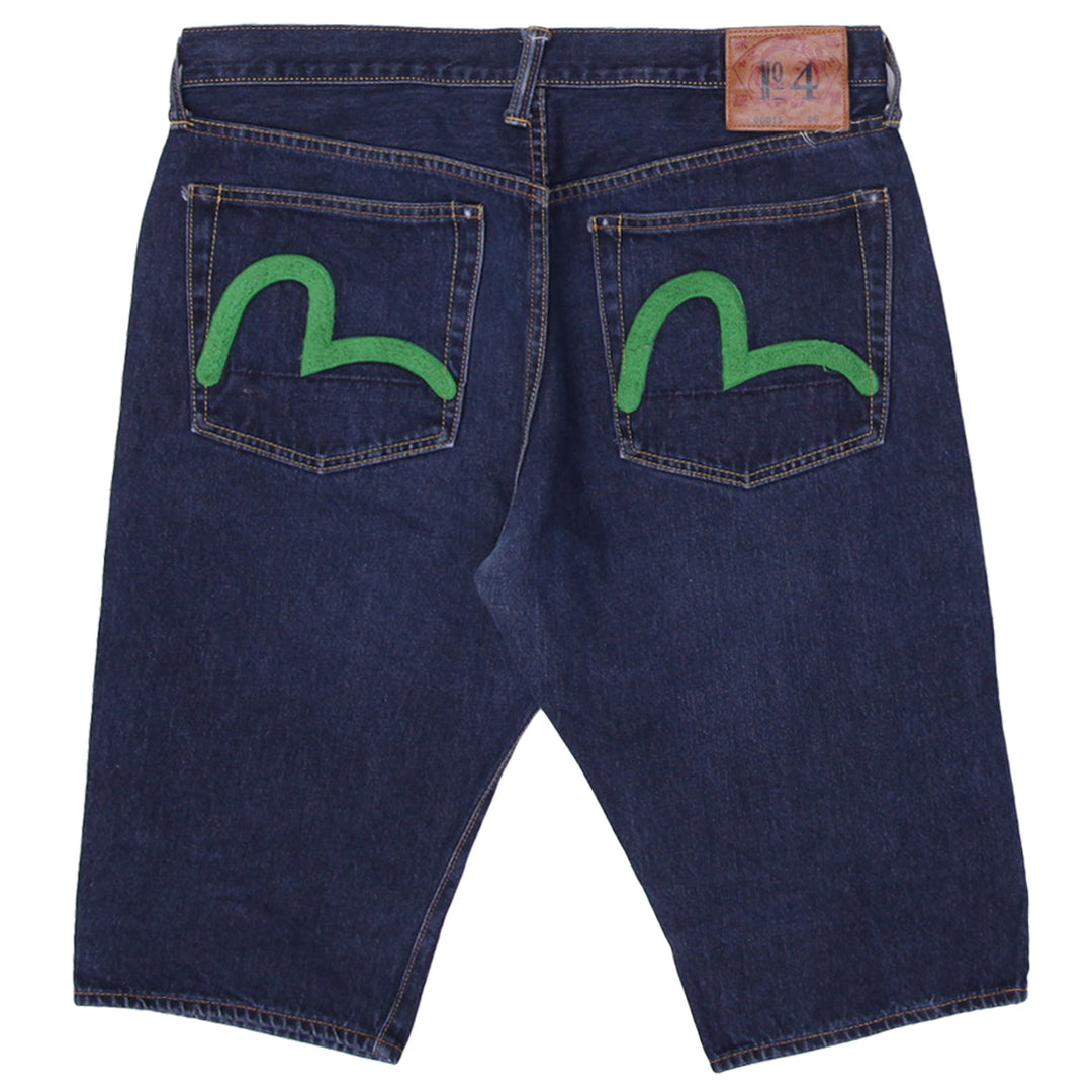 Y2K Mens Evisu No.4 0011S Button Fly Denim Shorts