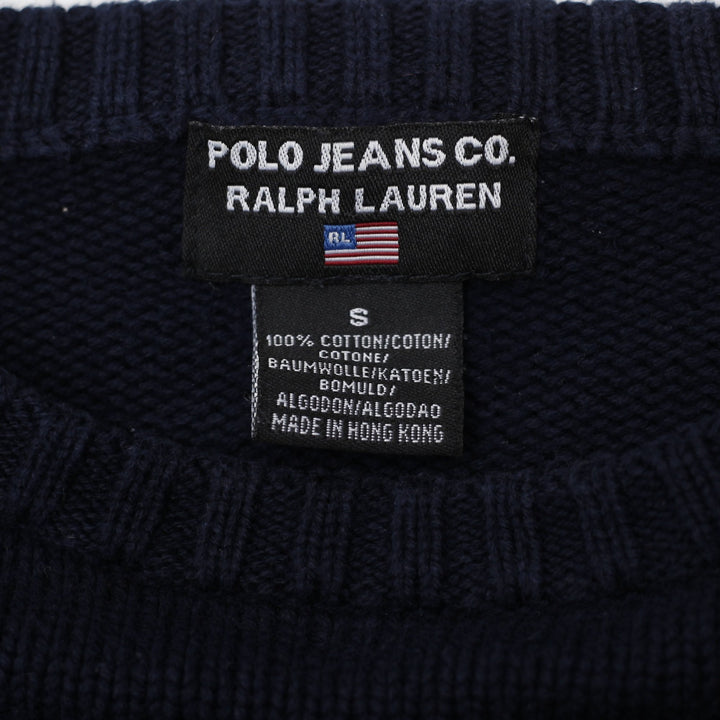 Vintage Mens Polo Jeans Co Ralph Lauren Sweater Navy Embroidered Flag Knitwear S