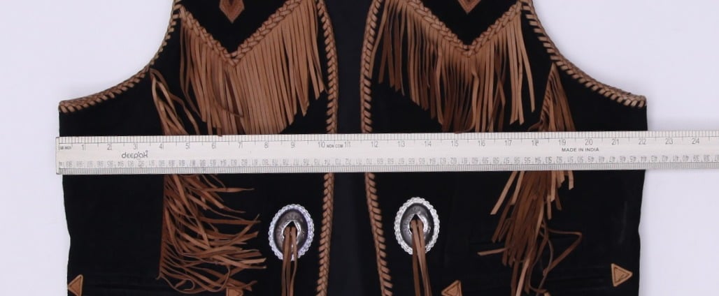 Vintage Echo Mountain by Arturo Black Suede Leather Western Vest Fringe Concho Size 44