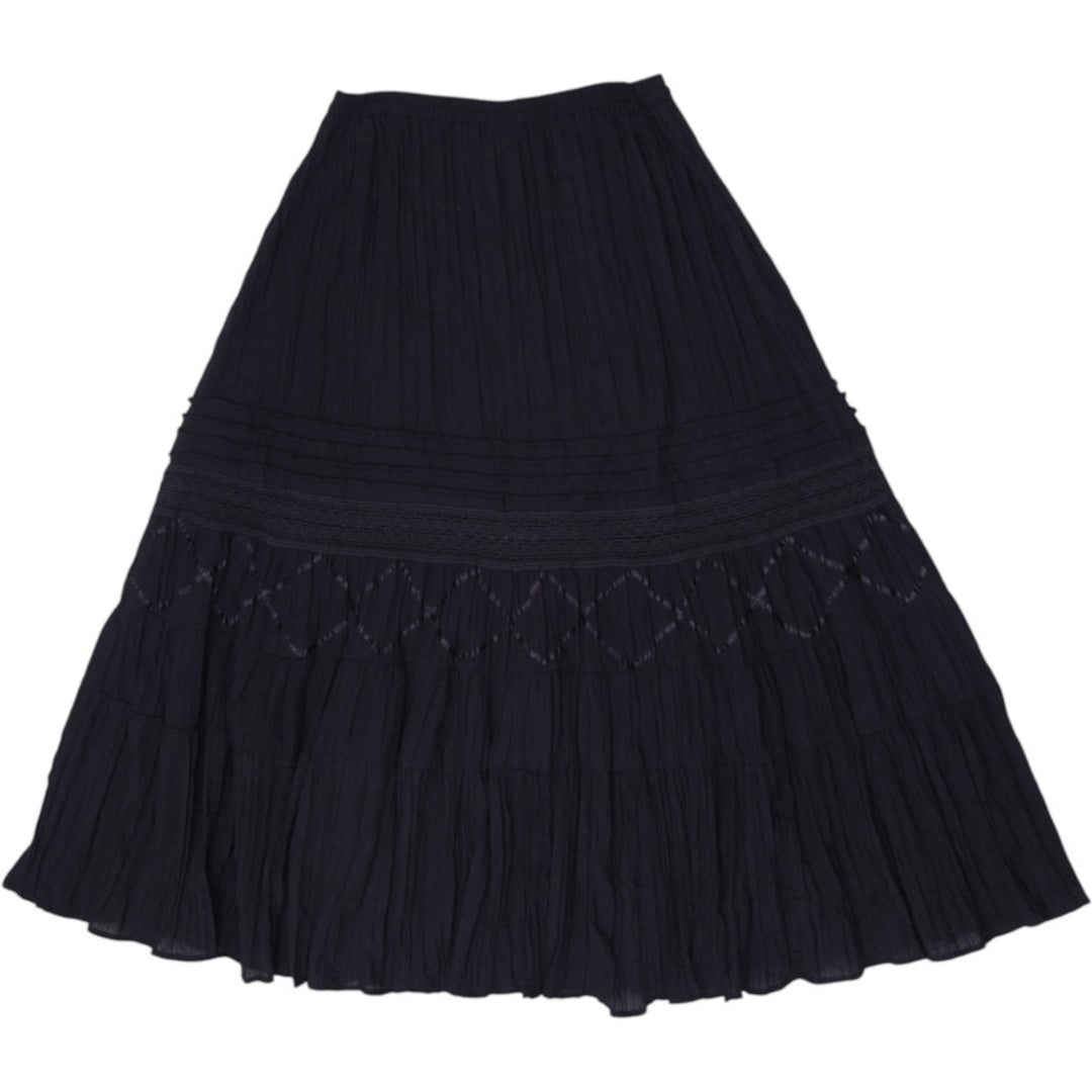 Y2K Jessica Plus Black Crinkle Gauze Boho Maxi Skirt Size 16W