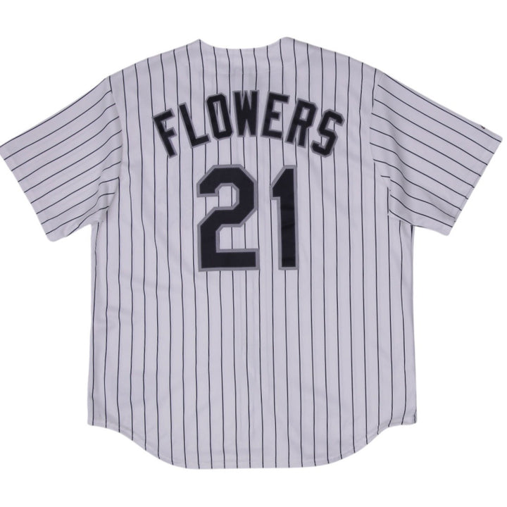 Majestic Chicago White Sox Flowers #21 Pinstripe Jersey Size XL | Migration_Jerseys - Side View | Fashion Rerun