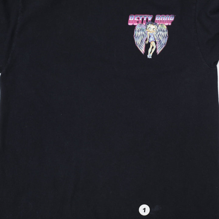 Mens Betty Boop Double Sided T-Shirt Black Angel Wings Born to Rise Size M