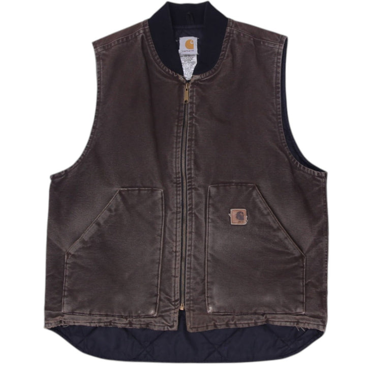 Vintage 90s Carhartt Quilt Lined Canvas Vest Made in USA Size L | Migration_Vests WW Collection | Fashion Rerun
