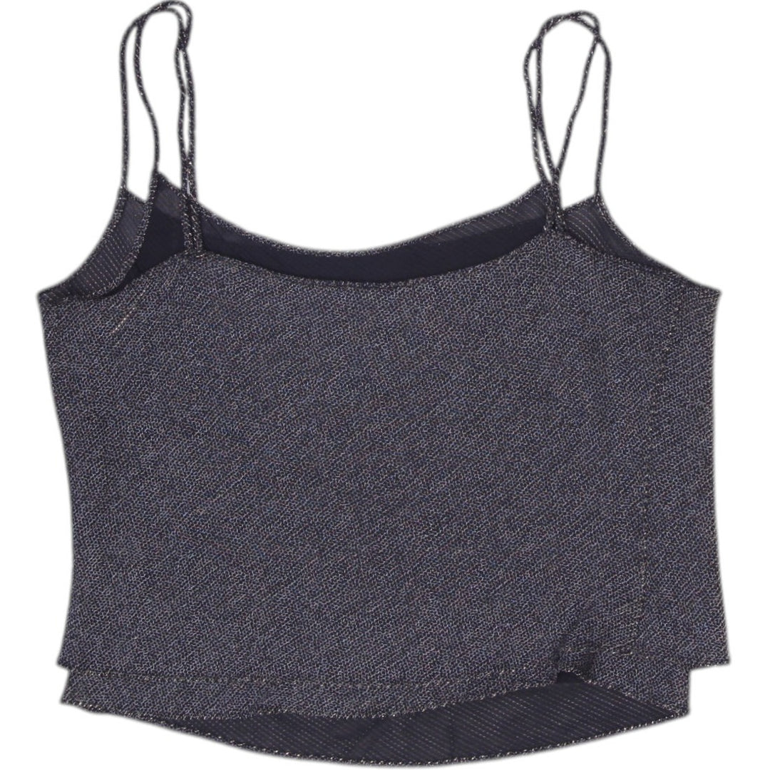 Y2K Ladies Metallic Black Glitter Knit Shimmer Strappy Top