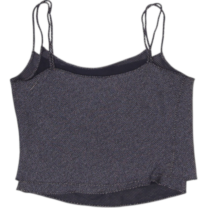 Y2K Ladies Metallic Black Glitter Knit Shimmer Strappy Top