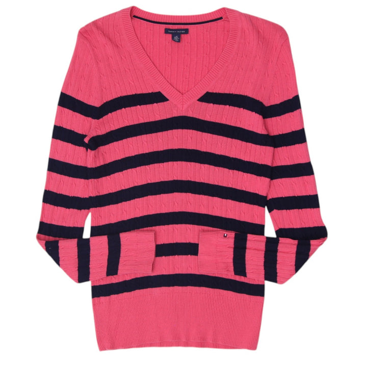Ladies Tommy Hilfiger Cable Knit V-Neck Sweater Size L
