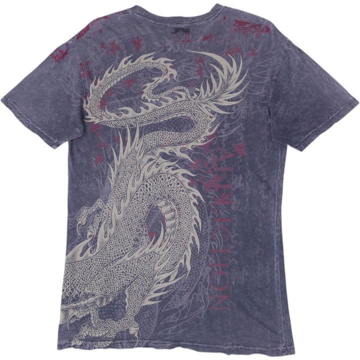 Y2K Mens Affliction "Live Fast" Japanese Asian Dragon Graphic T-Shirt Size M