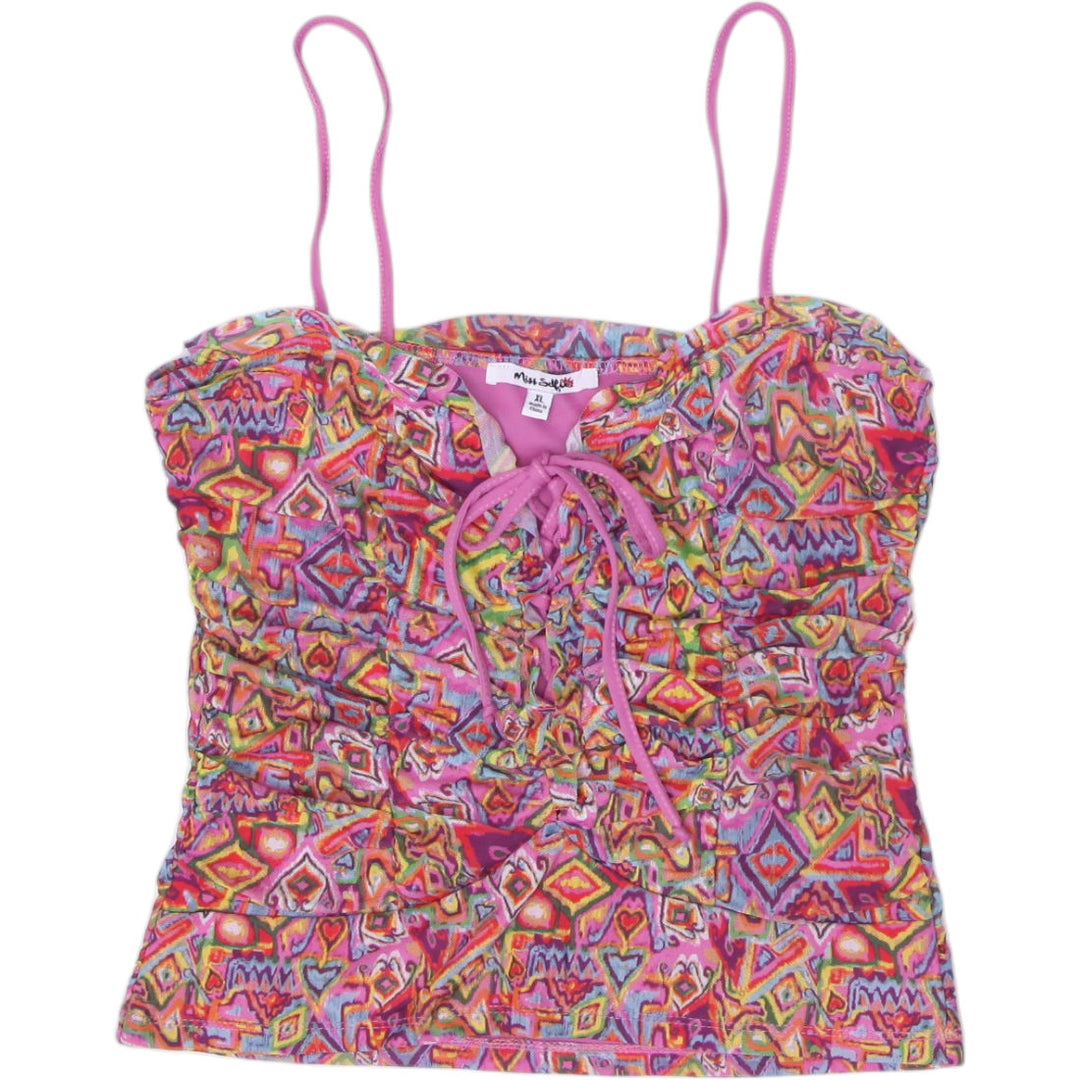 Y2K Ladies Miss Selfridge Patterned Tank Top Size XL