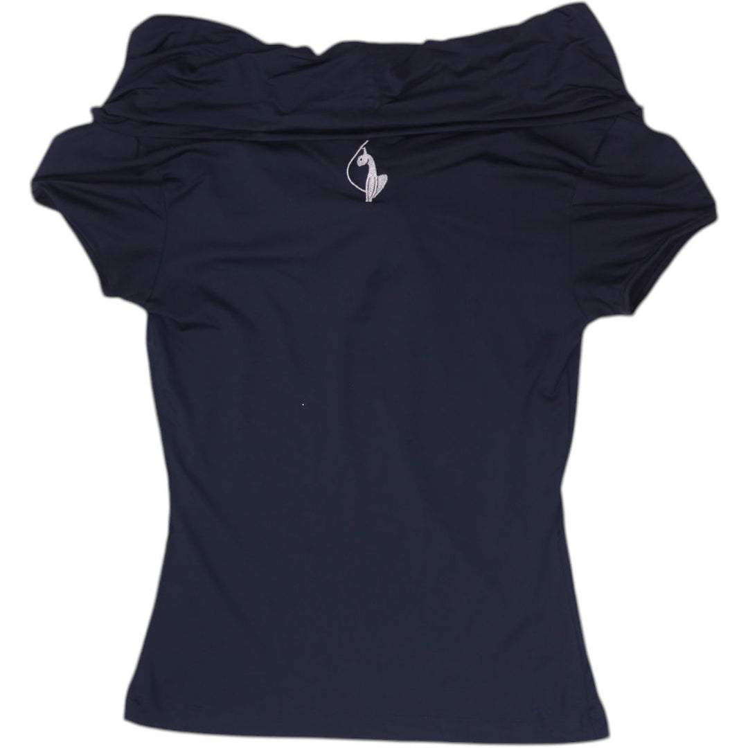 Y2K Ladies Baby Phat Top Black Logo Nylon Stretch Size S