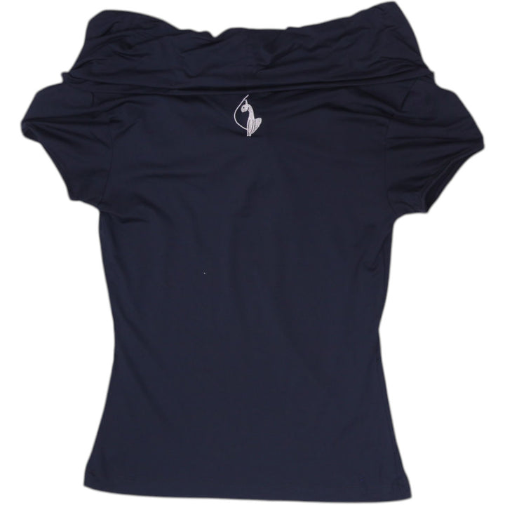 Y2K Ladies Baby Phat Top Black Logo Nylon Stretch Size S