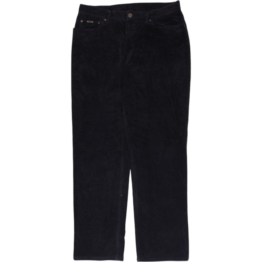 Ladies Lauren Jeans Co. Ralph Lauren Black Corduroy Pants Leather Patch Size 14