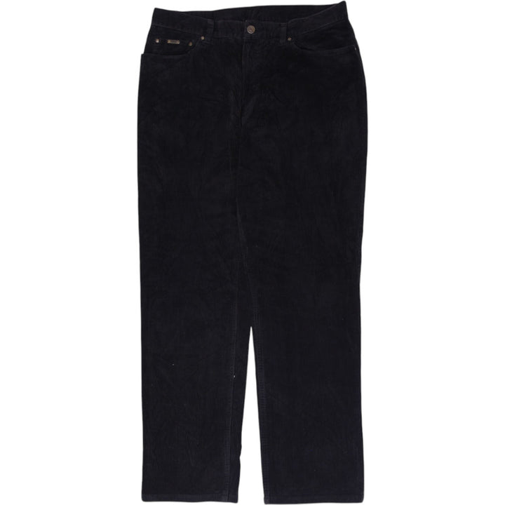 Ladies Lauren Jeans Co. Ralph Lauren Black Corduroy Pants Leather Patch Size 14