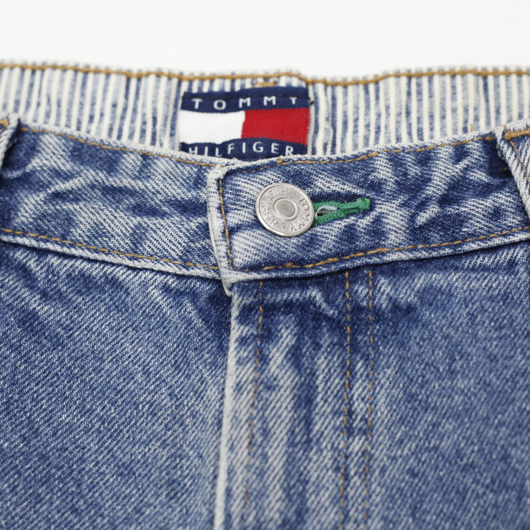 Vintage Ladies Tommy Hilfiger Striped Waistband Straight Leg Jeans Size 16