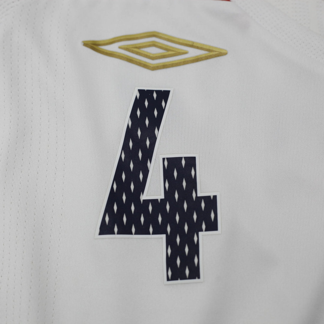 Mens Umbro England 2007-09 Home Football Shirt Jersey Umbro White #4 Size L