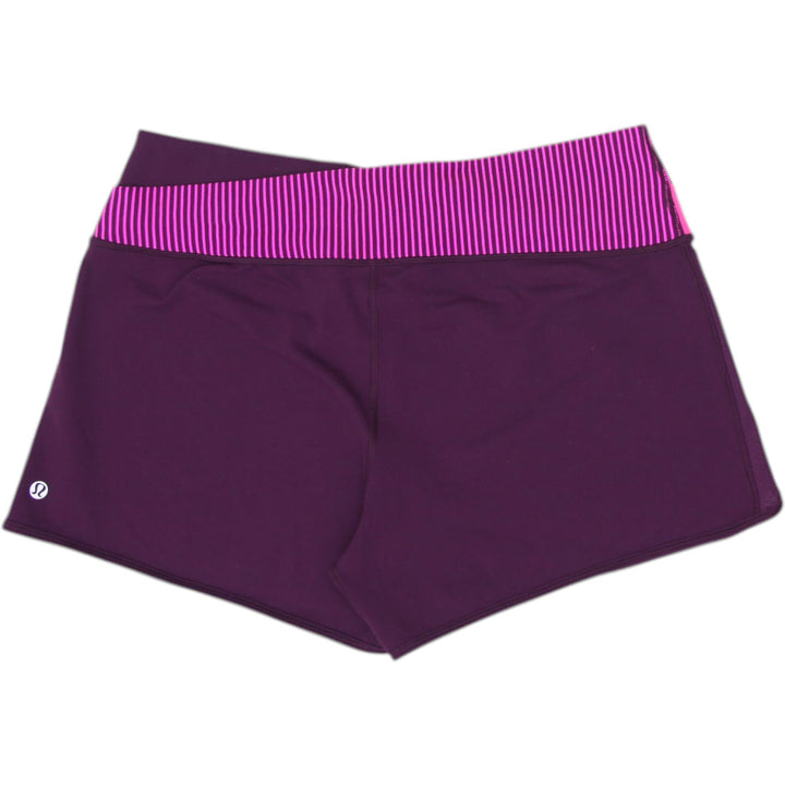 Y2K Ladies Lululemon Purple Stretch Athletic Shorts Size 12 | Migration_Shorts - Side View | Fashion Rerun